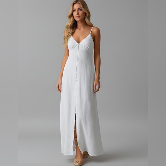 By Design Dresses & Skirts - LAST ONE 🔥Button Cami Shirred Back Maxi Dress White